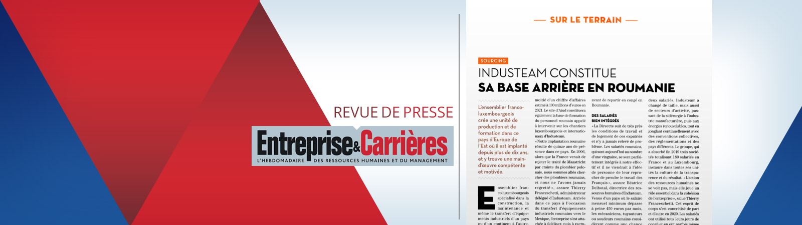 Revue de presse : article dans Entreprise & Carrières